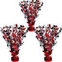 Funrous 3 Piece Graduation Table Centerpiece Party Decorations Class of 2025 Metallic Cap Decor Gleam Glitter Foil Congratulate Graduation Party Favor Supplies(Black and Red)