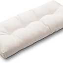 Magpie Fabrics Patio Bench Cushion 45"x18", Indoor/Outdoor Non-Slip Water Resistant Long Seat Pads, Tufted Loveseat Cushion for Swing, Settee, Window, Garden, Wicker, Front Porch(Recycled Cream White)