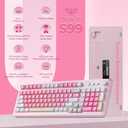 AULA 99 Key Keyboard, Wireless Gaming Keyboard Bluetooth Computer Keyboards Creamy Cute with Number Pad RGB Backlit Tri-Mode BT/2.4GHz/USB-C - Pink