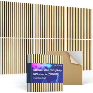3Pack Large Acoustic Panels, Self-Adhesive Soundproof Wall Panels, Sound Proof Foam Panels for Walls, Decorative Acoustic Wall Art for Recording Studio, Home, Office, 24×24×0.4", Natural Oak Color