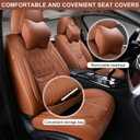 Car Seat Covers Full Set, Breathable Leather Automotive Front and Rear Seat Covers & Headrest, Universal Automotive Vehicle Seat Cover for Most Sedan SUV Pick-up Trucks, Brown