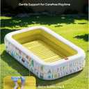 QPAU Kiddie Pool 65" x 39" Inflatable Pool for Kids & Toddlers, Ball Pit & Baby Pool with Soft Floor, Educational Alphabet & Number, Durable Outdoor Play Toys for Backyard & Indoor Fun (Yellow)