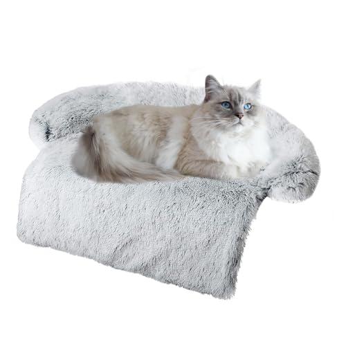Calming Dogs/Cats Bed Mats, Dog Pad Washable Removable Couch Cover, Plush Long Fur Mat for Pets, Waterproof Lining, Perfect for Small, Medium and Large Dogs and Cats (Gradient Gray, 34"x30")