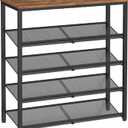 VASAGLE Shoe Rack for Entryway, 5-Tier Shoe Rack Organizer with Storage Shelves and Spacious Top, Freestanding, Adjustable, Industrial, Rustic Brown and Ink Black ULBS038B01