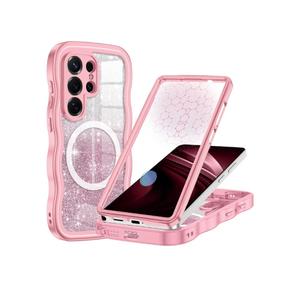 Hekodonk for Galaxy S26 Ultra Case Magnetic,[Cute Wave][Compatible with Magsafe][Built-in Tempered Glass Screen Protector] [Glitter Card] Full Body Bling Case for Samsung Galaxy S26 Ultra,All Pink