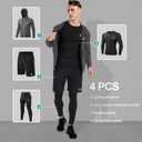 MEETYOO Mens 5pcs Men's Compression Sets Pants Long Sleeve Shirt Athletic Shorts Running Jacket (L)