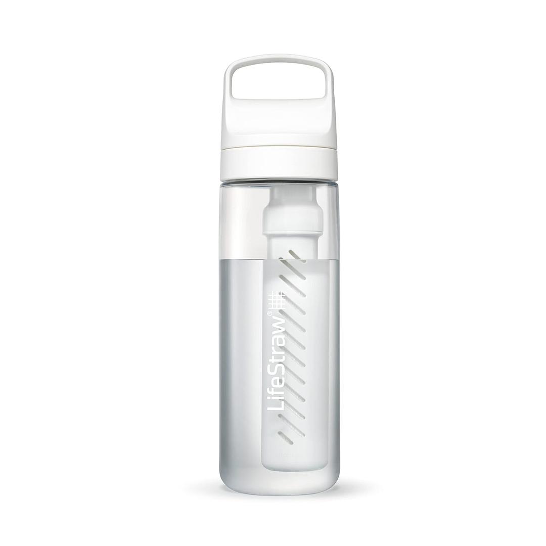 LifeStraw Go Series  BPA-Free Water Filter Bottle for Travel and Everyday use removes Bacteria, parasites and microplastics, Improves Taste, 22oz; Clear