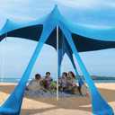 Beach Tent Sun Shelter,10 x 10FT Beach Canopy Tent Sun Shade with 8 Sandbags & 4 Poles, UPF50+ Beach Tent Canopy with Carrying Bag for Camping Trips, Fishing, Backyard Fun or Picnics Light Blue