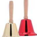 2 Pack Hand Bells with Handle Metal Rattle Bell for Camping Hiking Outdoor Safety Alert Holiday Decoration Classroom Use 4.72 X 2.48 X 2.48 in