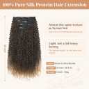 FLUFYMOOZ Clip in Hair Extensions, 20" 4PC 100％ Pure Protein Silk Hair Extensions for Black White Women Long Soft Curly Hair Extension Hairpiece(Brown to Dirty Blonde)