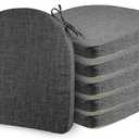 ELFJOY Set of 6 Chair Cushions for Dining Chairs Non Slip Seat Cushion with Ties and Machine Washable Cover Foam Kitchen Chair Pads Indoor 17x17x2 inches Grey