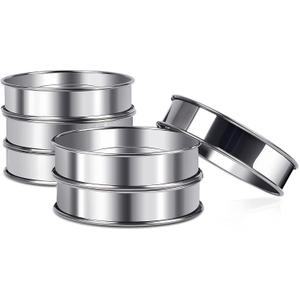 4inch English Muffin Rings, 6pcs Double Rolled Stainless Steel Crumpet Tart Rings for Baking