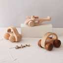Wooden Baby Car and Airplane Toys,Wood Push Car for Toddler Montessori Baby Grip Toy Car,Gifts for Boys and Girls,Push and Pull Toy Car 3 Pieces