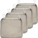 NettyPro Outdoor Cushion Slipcovers Waterproof 4 Pack Patio Chair Seat Cushion Covers with Zipper and Tie, 20 x 18 x 4 Inch, Replacement Cover Only, Khaki