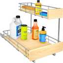 LYNK PROFESSIONAL® SELECT Pull Out Under Sink Kitchen Cabinet Organizer - 11.5 in. x 18 inch deep Drawer - Sliding Shelf Organizer and Undersink Storage Shelves - Chrome