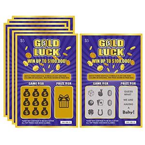Pack of 2 WINGKIND Gold Luck Pregnancy Announcement Fake Lottery Scratch Off Tickets, Great Idea for Pregnancy Reveal, 6 Cards