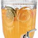 MOLIGOU 0.8 Gallon Glass Beverage Dispenser, Drink Serving Dispenser with Stainless Steel Spigot, Elegant Drink Dispenser for Parties