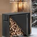 4ft Firewood Log Rack with Cover Outdoor, Heavy Duty Indoor Outdoor Firewood Storage Log Rack with Cover Combo Set Black