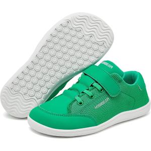 HOBIBEAR Kids Barefoot Shoes Wide Toe Box Zero Drop for Toddler Little Big Kid Boys Girls Walking Sneaker (Green) 7 Wide Toddler