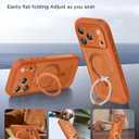 Miracase for iPhone 17 Pro Max Case with 360° Magnetic Ring Stand [Compatible with Magsafe] Full-Body Drop Proof Bumper Phone Case with Built-in 10H Tempered Glass Screen Protector,Orange