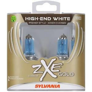 SYLVANIA 9003 SilverStar zXe Gold Halogen Headlight Bulb, 2 Pack