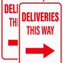 2 Pack Deliveries This Way Sign with Right Arrow 18 12 Inch Reflective Aluminum Rust Free Metal Package Delivery Signs for Outside Home Business Property