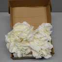 Artificial Silk Roses Flower Heads for Wedding Decorations - 50 Pieces Realistic Bulk Faux Floral for DIY Bridal Shower Arrangements Bridesmaid Bouquets Party Home Centerpieces - White