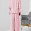 Girls Fall Outfits Tie Knot Crop Tops Wide Leg Pants with Pockets 2025 Winter Sets Active Wear (Pink)