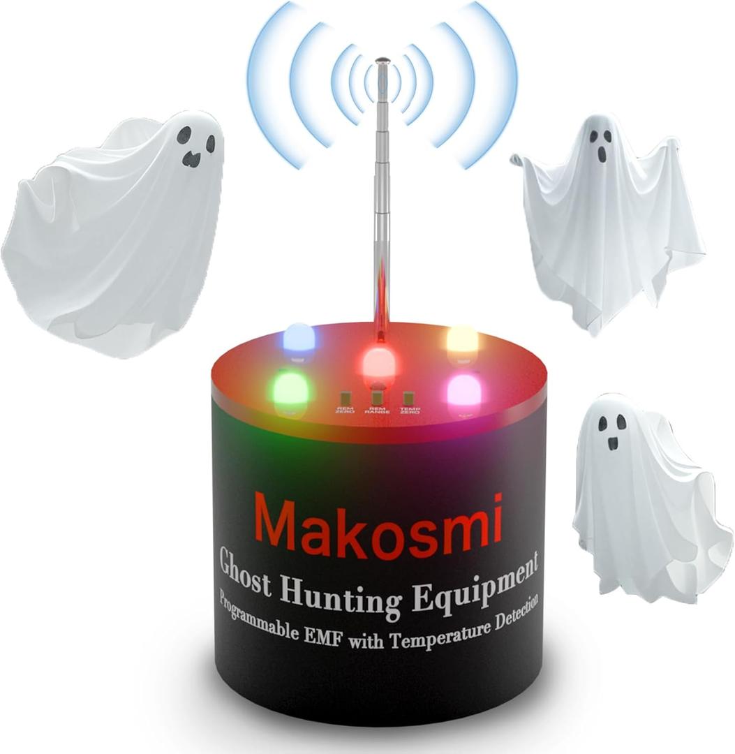 Ghost Hunting Equipment, Paranormal Equipment EMF Meter with 5 Sensitivity Levels and Temperature Detection Battery Powered Ghost Detector for Spirit Hunting EVP Investigations