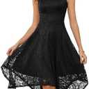Meetjen Women's Cocktail Party Dresses 2025 Handkerchief Hem Lace Formal Wedding Guest Bridesmaid Fancy Prom Dress XL
