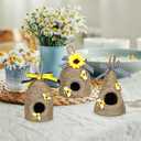 Bee Hive Decor,3 Pack Bumble Bee Rustic Hive,Natural Bee House, Bumble Bee Theme Party Decor Spring Summer Rustic Farmhouse Kitchecn Table Decorations, Honey Bee Tiered Tray Decoration