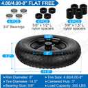 4.80/4.00-8" Flat Free Wheelbarrow Tires and Wheels, 14.5" Universal Fit Solid Tires with 5/8" or 3/4" Bearing, 3"-7" Hub, Adapter Kit Hand Truck Wheels Replacement for 3.50/2.50-8", 4.00-6"etc, 2 PCS