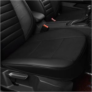 Car Seat Bottom Cover Pad, PU Leather Car Front Seat Protection Cover with Pocket, Auto Front Seat Button Cushion Pad for Most Vehicles, Universal Car Accessories (Black)