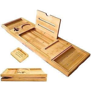 XcE Foldable Bathtub Tray Expandable to 105cm for Luxury Bath, Bath Tray for Bathtub (Bamboo)