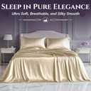 SLEEP SANCTUARY Satin Sheets King Size 4 Piece Luxury Silky Bed Set, Softer Than Silk, 15" Deep Pocket, Cooling & Wrinkle-Free, Moisture-Wicking & Breathable for Hair & Skin (Ivory)