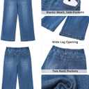 GRAPENT Capri Jeans for Women Wide Leg High Waisted Effortless Flow Pull On Stretchy Denim Elastic Waist Pants with Pockets, Size XL