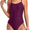 Tempt Me Athletic One Piece Swimsuits for Women Training Sport Tummy Control Bathing Suits (Small, Maroon)