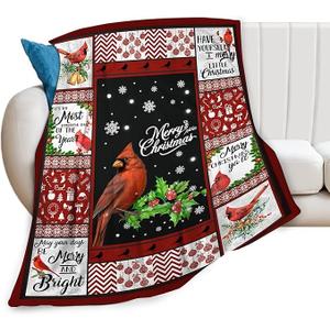 Cardinal Christmas Throw Blanket for Kids & Adults  Soft, Warm & Cozy Fleece for Couch, Sofa & Bed  40"x50"