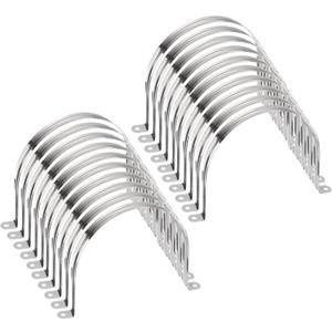 HARFINGTON 20pcs 5 1/2 Inch 140mm Conduit Clamps, M140 U Tube Pipe Clamp, Stainless Steel Rigid Pipe Strap, U Shaped Bracket with Two Hole for Pipe Tube Hose Wire Cord Fixing