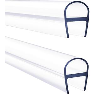Glass Shower Door Seal Strip 2 Pack x 39 Inch U Type for 3/8" Thick Glass Frameless Shower Door Bottom Side Seal Trim Strip Door Sweep Ultra Clear Rubber Shower Door Leak Guard