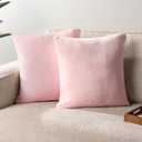 PAVILIA Light Pink Throw Pillow Covers 20x20 Set of 2, Decorative Pillow Cases for Bed Sofa Couch, Boho Aesthetic Accent Decor Cushion Bedroom Living Room, Velvet Square Euro Sham Covers, Blush Pink