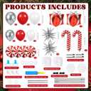Christmas Balloon Garland Arch Kit Red White Sliver Balloon Column Stand Set with Candy Cane Gift Box Aluminum Foil Balloon For Xmas Winter Holiday Birthday Baby Shower Party Decorations