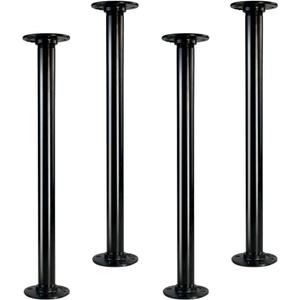 GeilSpace 16" Industrial Pipe Table Legs, Metal Pipes and Flanges for Custom Vintage Tables and Furniture, Rustic DIY Desk Legs, Shelf Support, Set of 4 (1" 16", Black)