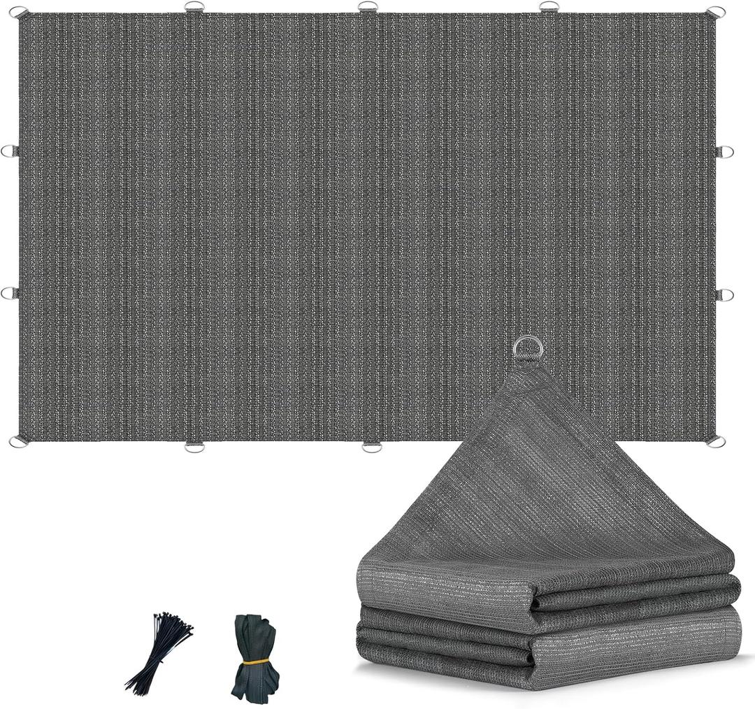 90% 10x30 FT Sun Shade Cloth with D-Rings, Sun Shades Outdoor Patio, Gray