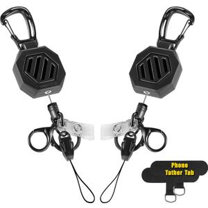 DELSWIN Heavy Duty Retractable Keychain, Badge Holder Retractable Clip, Badge Reel with 31Steel Cord, Key Ring, Lobster Claw Clasp and Phone Tethers (2 Pack)