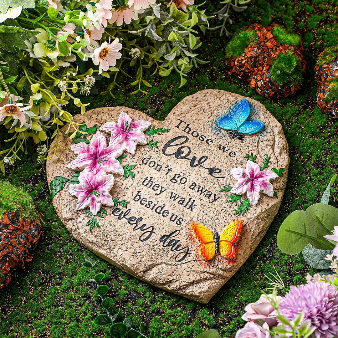 Jetec 10 Inch Memorial Garden Stone Sympathy Gift for Loss of Loved One Stepping Stones for Garden Decor Those We Love Don't Go Away Memorial Bereavement Condolence Gifts for Outdoors