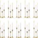 SylvaCraft Brass Gold Candle Holders Rustproof Taper Candlestick Holders for Holiday Party Table Centerpiece Wedding Fireplace Mantel Housewarming Gift(10 Sets(30 Pcs))