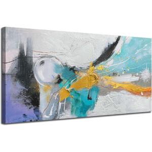 Arjun Large Abstract Wall Art Canvas for Living Room Black and White Painting for Mens Room Textured Hand Painted Modern Picture Bedroom Home Office Wall Decor, Framed Black and white abstract, 48"L x 24"W