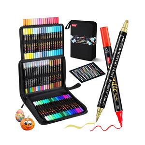 Acrylic Paint Pens Markers, 72 Pc Dual Tips Waterproof Metallic Paint Markers For Rock Painting, Fabric, Metal, Glass, Wood, Canvas, Ceramic, Pumpkins, Eggs, Plastic, Non-Toxic & Odor