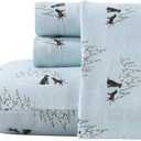 Eddie Bauer - Flannel Sheets King Size, Anti-Pilling & Wrinkle Resistant Cotton, Touchably Soft for All-Season Comfort - Bed Sheets with Matching Pillowcases & Fitted Sheet (Dog Friends Blue)